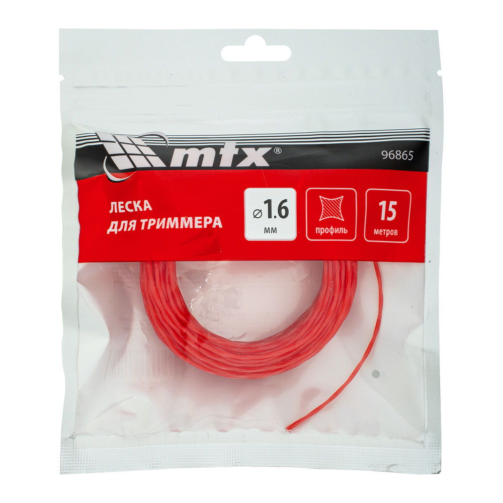 Леска для триммера витой квадрат 1,6 мм х 15 м MTX (96865)