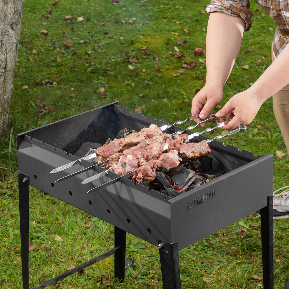 Мангал сварной, 605 х 375 х 138/640 мм, сталь 2 мм, Camping Palisad (69668)