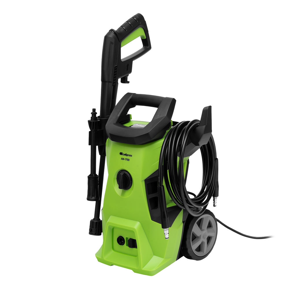 Моечная машина высокого давления АМ-1700, 1700 Вт, 130 бар, 350 л/ч, колесная Сибртех (58222)