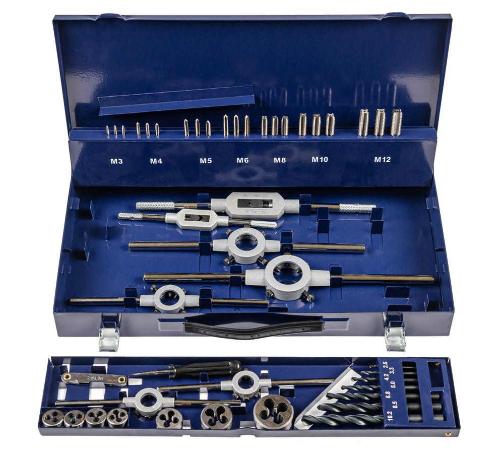 Набор резьбонарезного инструмента 15S HSS, 44 пр., M3-M4-M5-M6-M8-M10-M12 (ZA-10731)