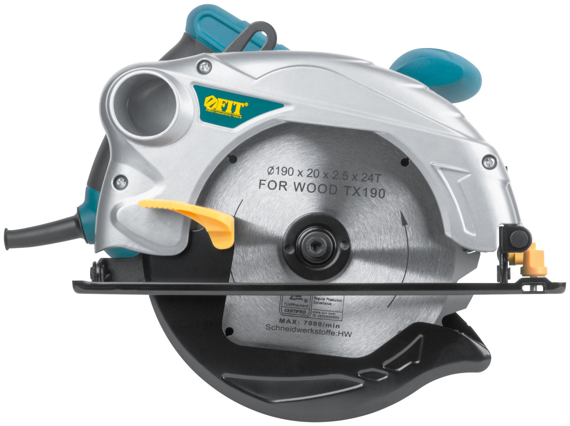 Пила дисковая 1300 Вт; 4700 об/мин; 190/20 мм; 4,0 кг; жел. опора; рез. накл.; блок шпинд.; коробка (80405)