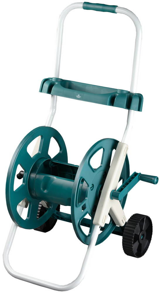 Катушка для шлангов 60 м х 1/2, усиленные колеса, стальные опоры и рукоятка, пластиковый корпус, доп. полочка RACO 4260-55/584