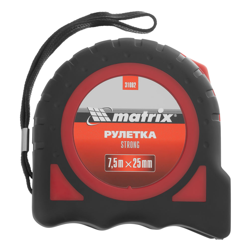 Рулетка Strong,7,5 м х 25 мм,обрезиненный корпус Matrix