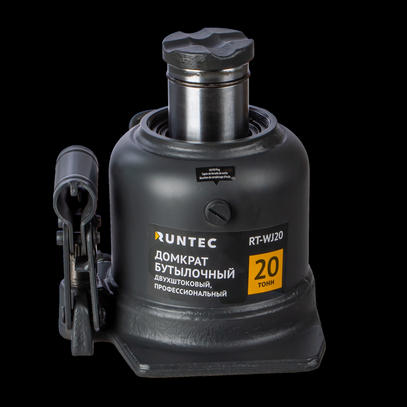 Домкрат бутылочный двухштоковый профессиональный 20 т, 150-245 мм RUNTEC RT-WJ20
