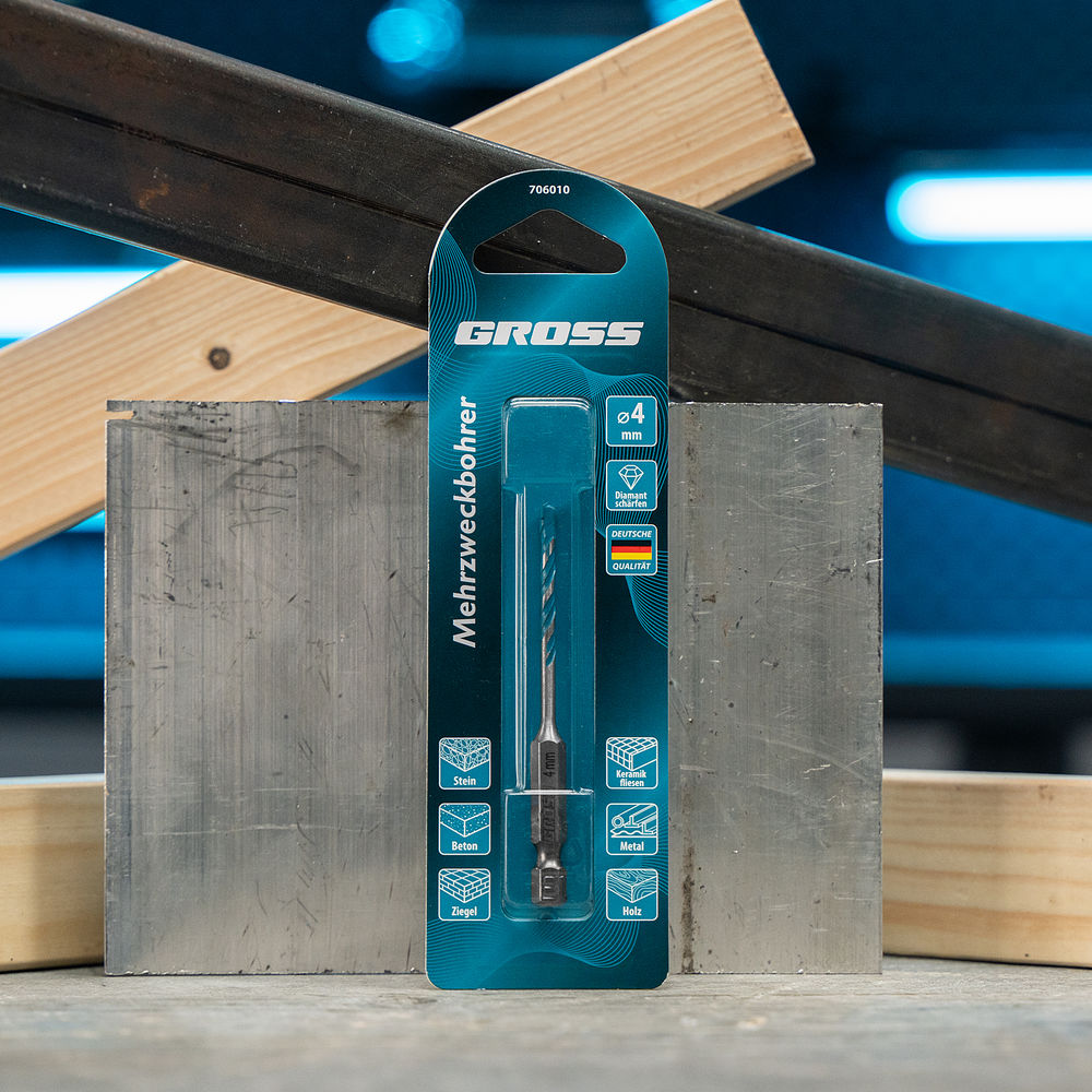 Сверло универсальное, Multipurpose PRO, 6-гр. хвостовик, 4мм Gross (706010)