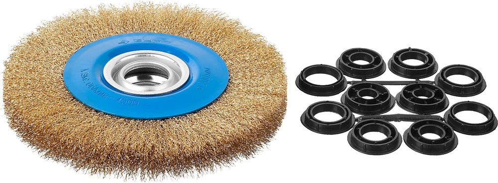 Щетка дисковая для УШМ 200 мм, витая стальная латунированная проволока 0.3 мм ЗУБР Профессионал 35186-200_z01