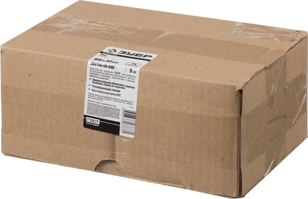 Винт с полусферической головкой M6?30 мм DIN 7985 кл. пр. 4.8 цинк 5 кг ЗУБР 303150-06-030