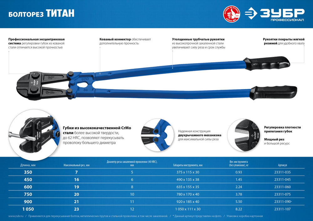 Болторез 900 мм Профессионал ЗУБР Титан 23311-090