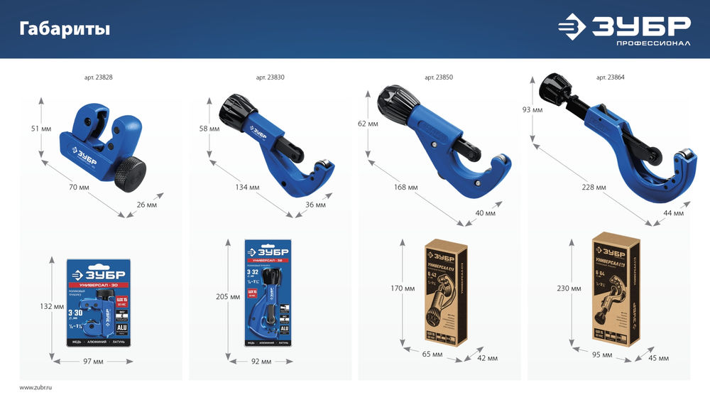 Труборез для меди и алюминия 3 - 30 мм ЗУБР Универсал-30 Профессионал 23828