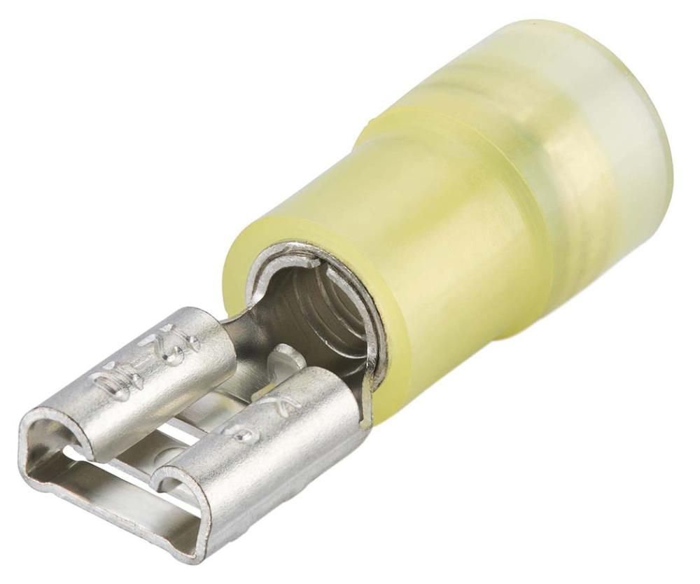 Гильзы флажковые, изолированные, жёлтые, 6.3 x 0.8 мм, 4.0-6.0 мм?, 100 шт (KN-9799022)