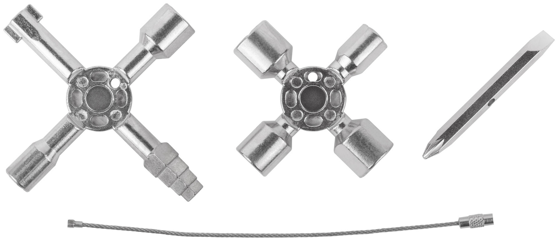 Ключ универсальный для электрошкафов 10-в-1, двусторонняя CrV бита РН2/SL7 (60110)