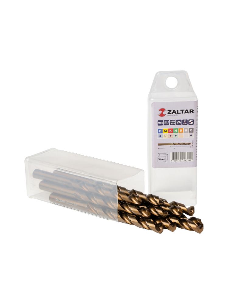 Комплект свёрл по металлу индустриальных, 10 шт, DIN 338, HSS-E Co5, Тип VA, 5xD, O8.00 мм (ZA-74080-S10)