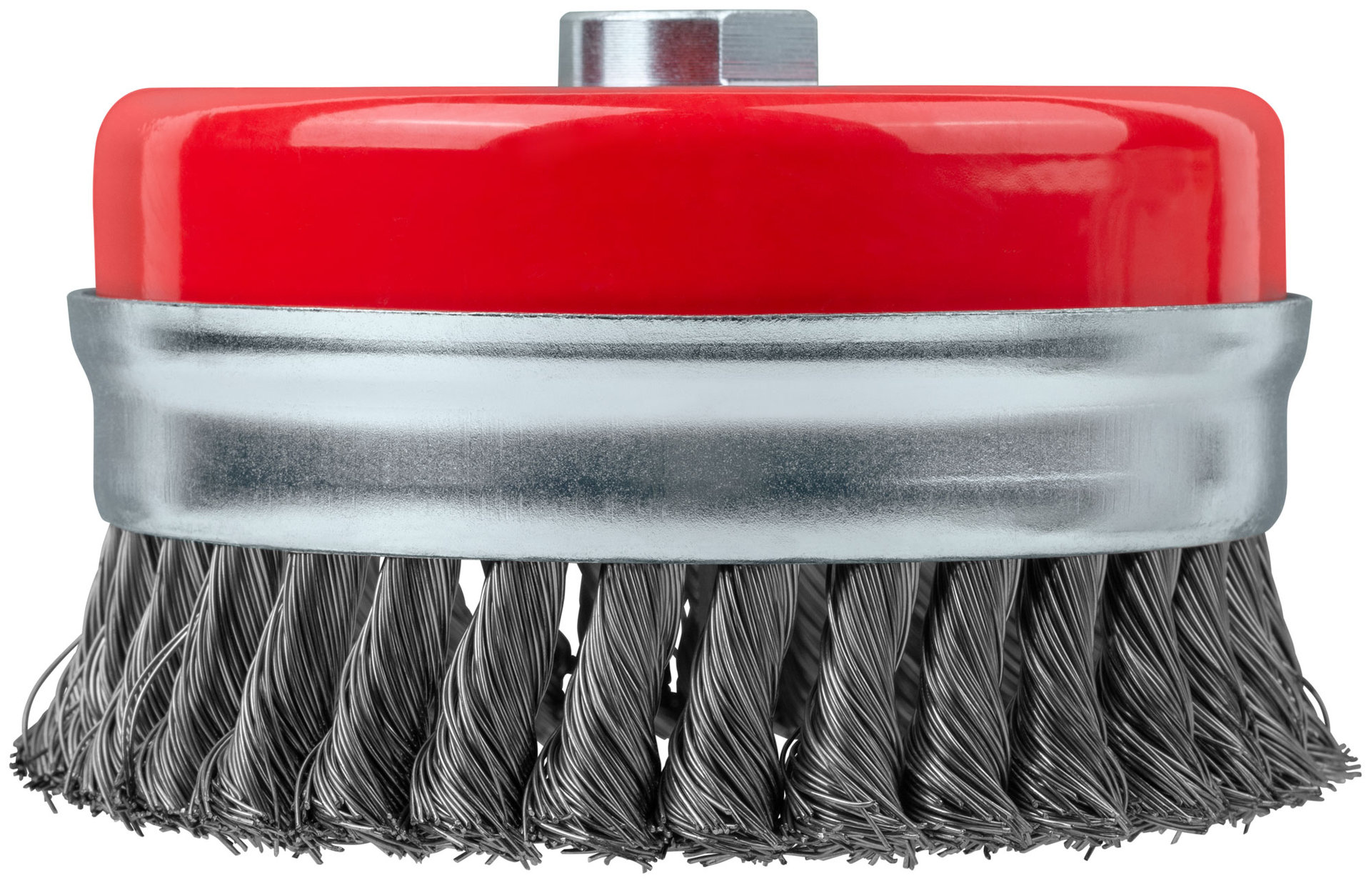 Корщетка-чашка, гайка М14, стальная витая проволока с бандажом, Профи 125 мм (39512)