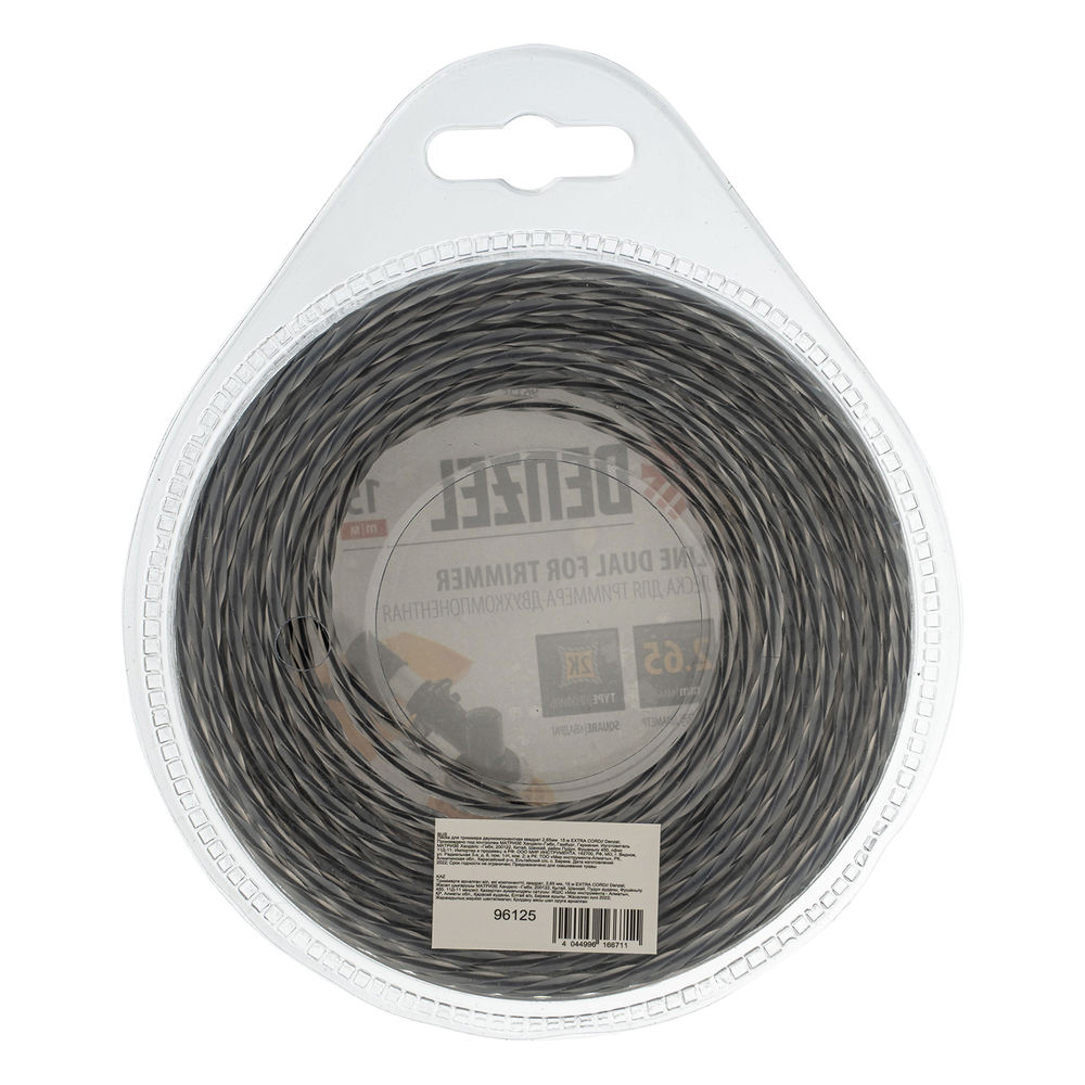 Леска для триммера двухкомпонентная, квадратная 2.65 мм x 15 м Extra cord Denzel (96125)