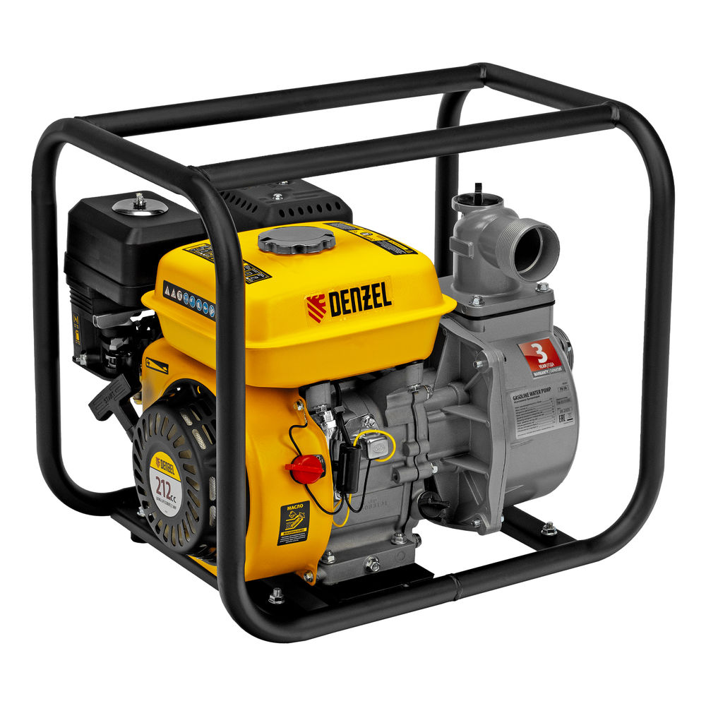 Мотопомпа бензиновая для чистой воды PX-50, 7 л.с, 2, 600 л/мин, глубина 8 м, напор 30 м Denzel (99201)