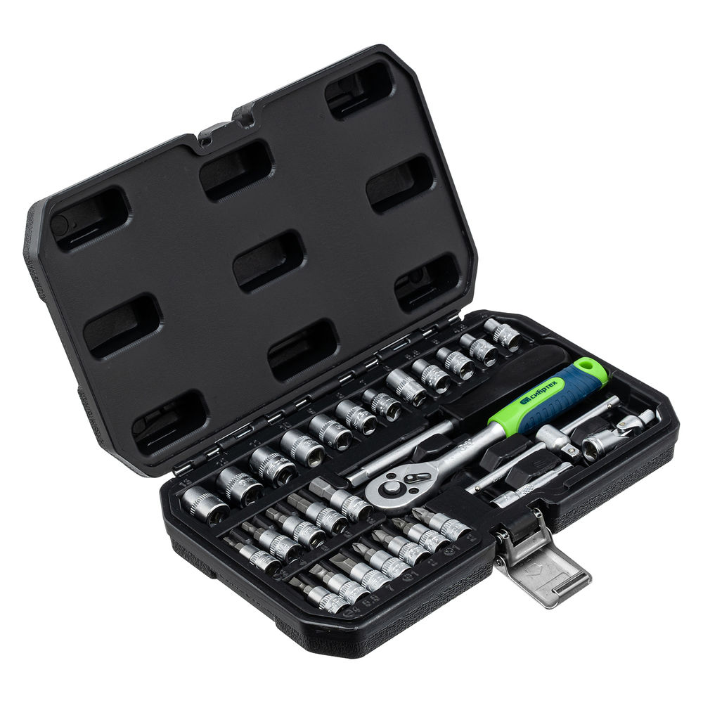 Набор инструментов, 1/4, пластиковый кейс, 29 предметов Сибртех