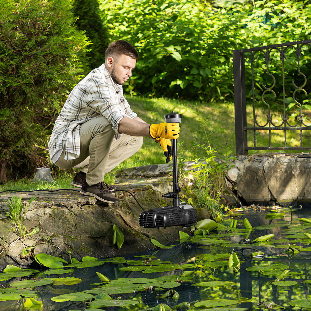 Насос фонтанный FNP90-39, 92 Вт, подъем 3,9 м, 3200 л/ч, колокольчик/каскад/гейзер Denzel (99033)