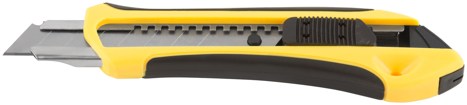 Нож технический 18 мм усиленный прорезиненный, 2-х сторонняя автофиксация (10245)