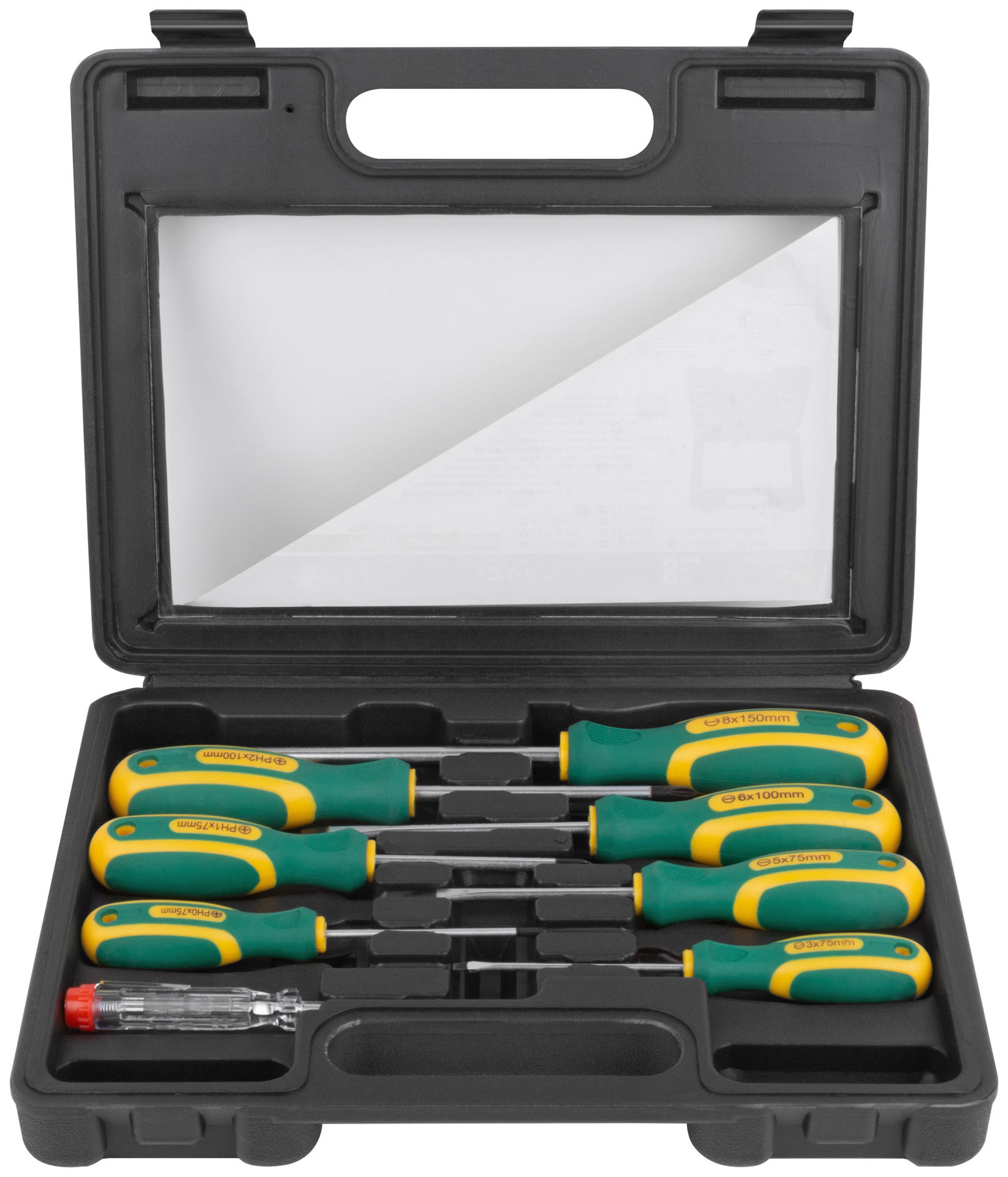 Отвертки Контур, CrV сталь, прорезиненные ручки, пластиковый кейс, набор 8 шт. (56037)