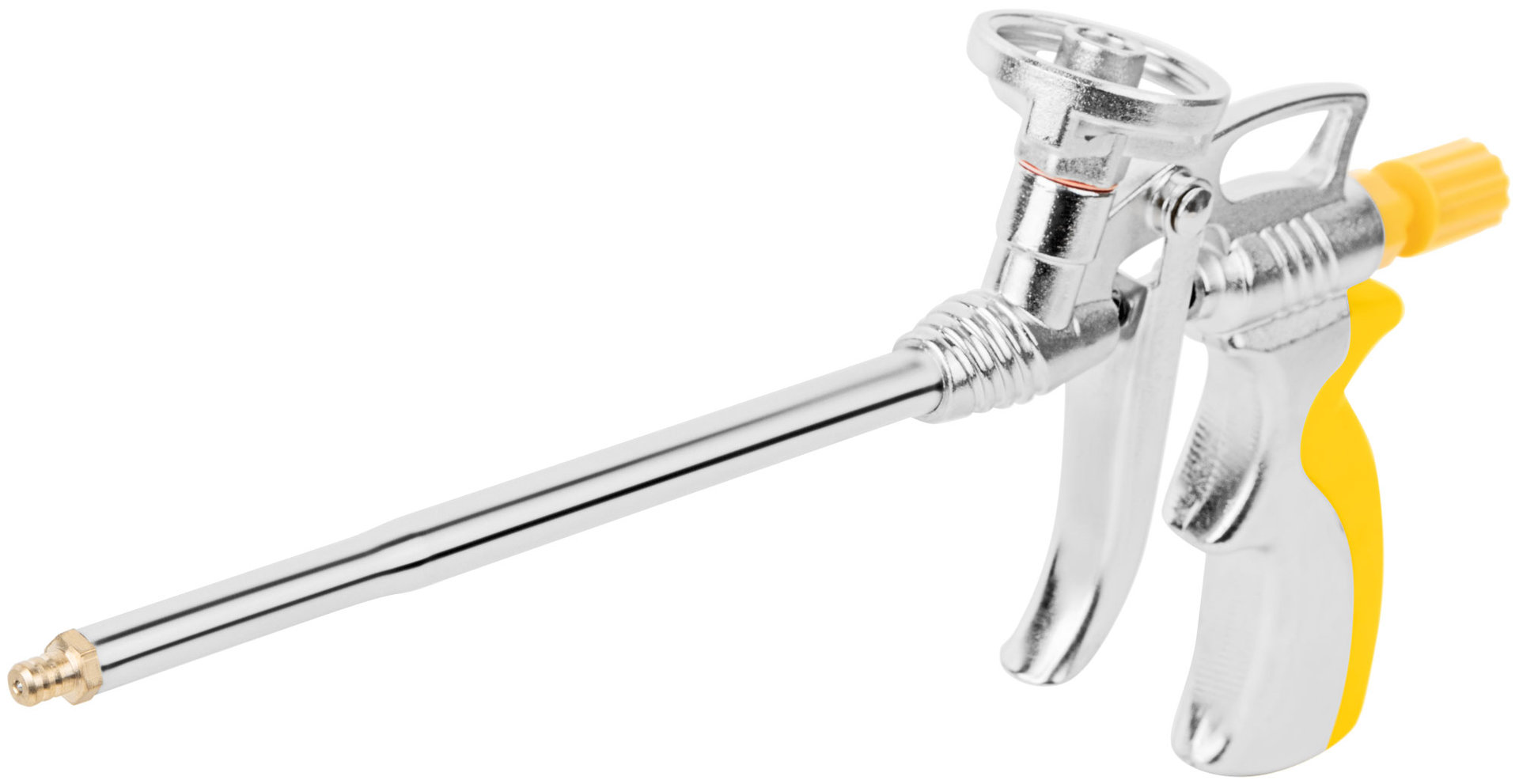 Пистолет для монтажной пены, алюминиевый корпус, прорезиненная ручка (14283)