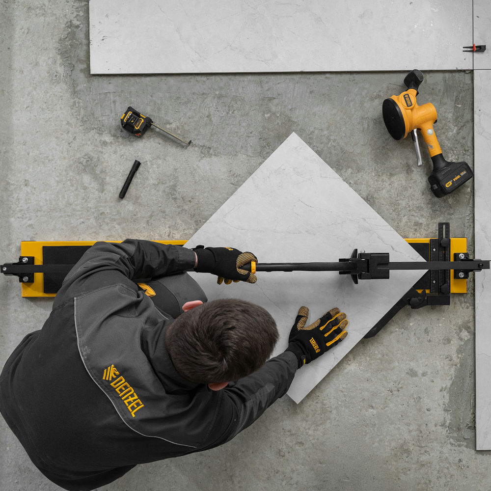 Плиткорез рельсовый 1200х16мм, каретка на подш., стальная станина, усил. рукоятка-пенал Denzel (877020)