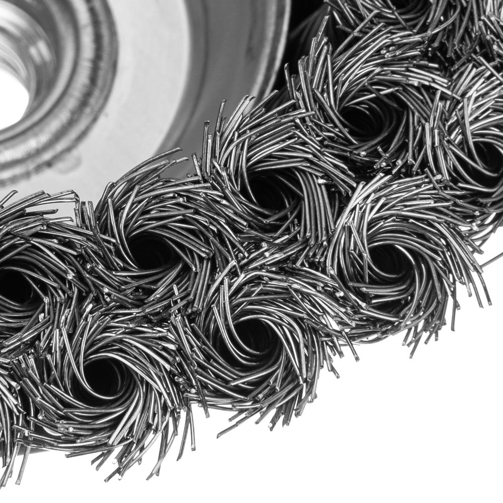 Щетка для УШМ, 125 мм, М14, чашка, двухрядная, крученая проволока 0.35 мм Matrix (74678)