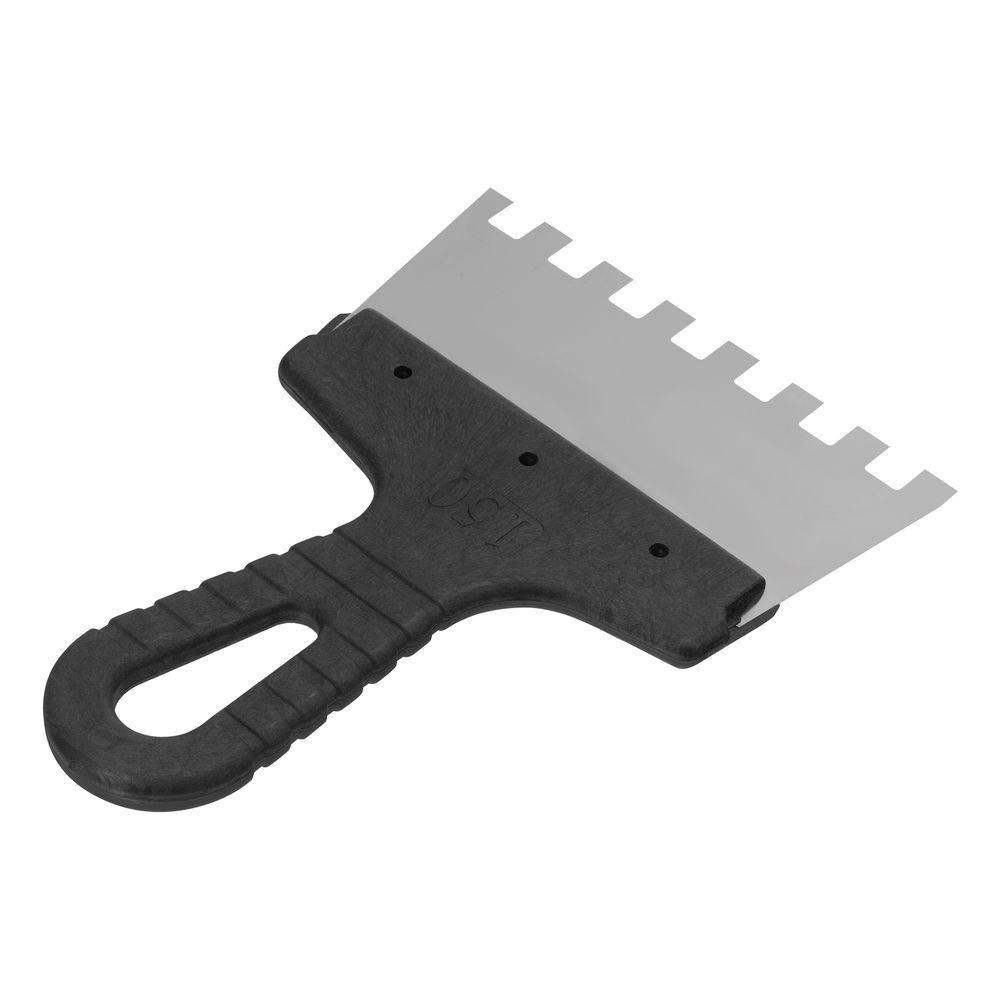 Шпатель из нержавеющей стали, 150 мм, зуб 10 х 10 мм, пластмассовая ручка Сибртех (85480)