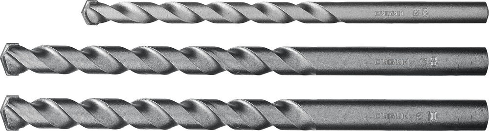 Набор сверл по бетону 3 шт: d 6-8-10 мм СИБИН 29112-H3
