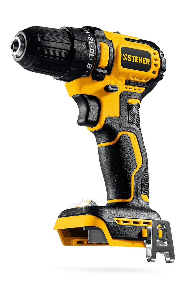 Дрель-шуруповерт бесщеточная 20 В, 45 Н·м, без АКБ (LMS) STEHER CB-45
