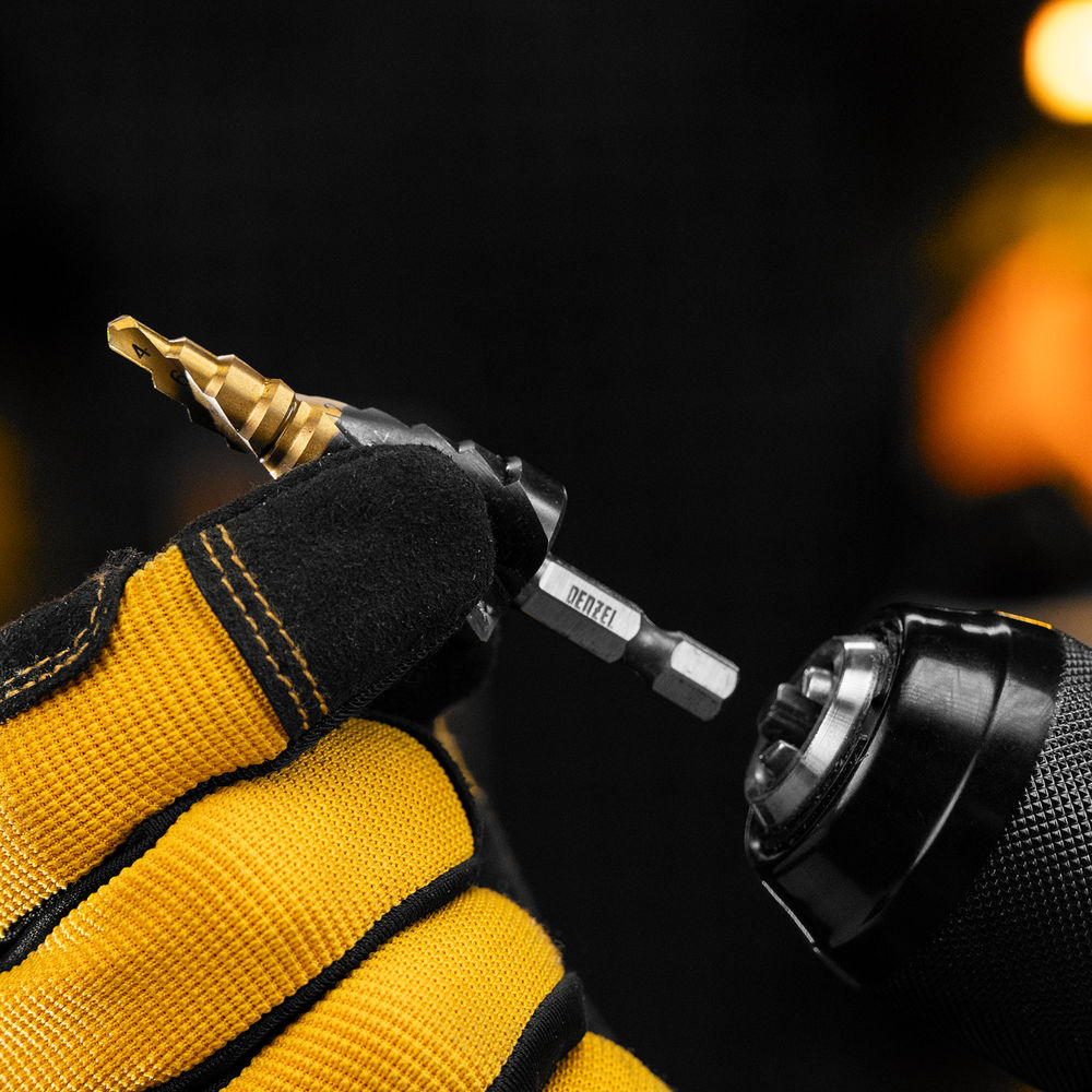 Сверло ступенчатое 4-6-8-10-12-14-16-18-20 мм, Р6М5, 6-гр. хвостовик Denzel (723603)