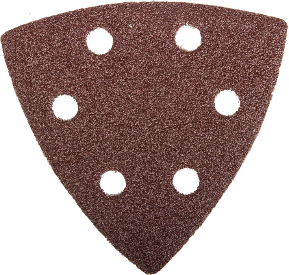 Треугольник шлифовальный 93?93?93мм Мастер универсальный на велкро основе 6 отверстий Р80 5шт ЗУБР 35583-080