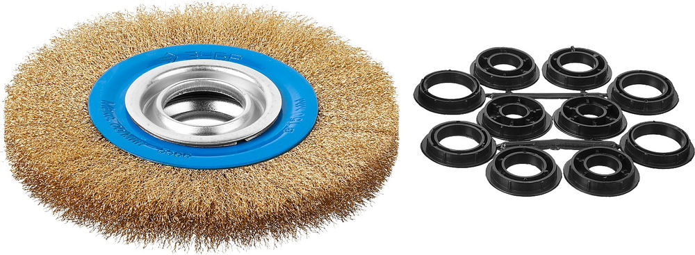 Щетка дисковая для УШМ 150 мм, витая стальная латунированная проволока 0.3 мм ЗУБР Профессионал 35186-150_z01