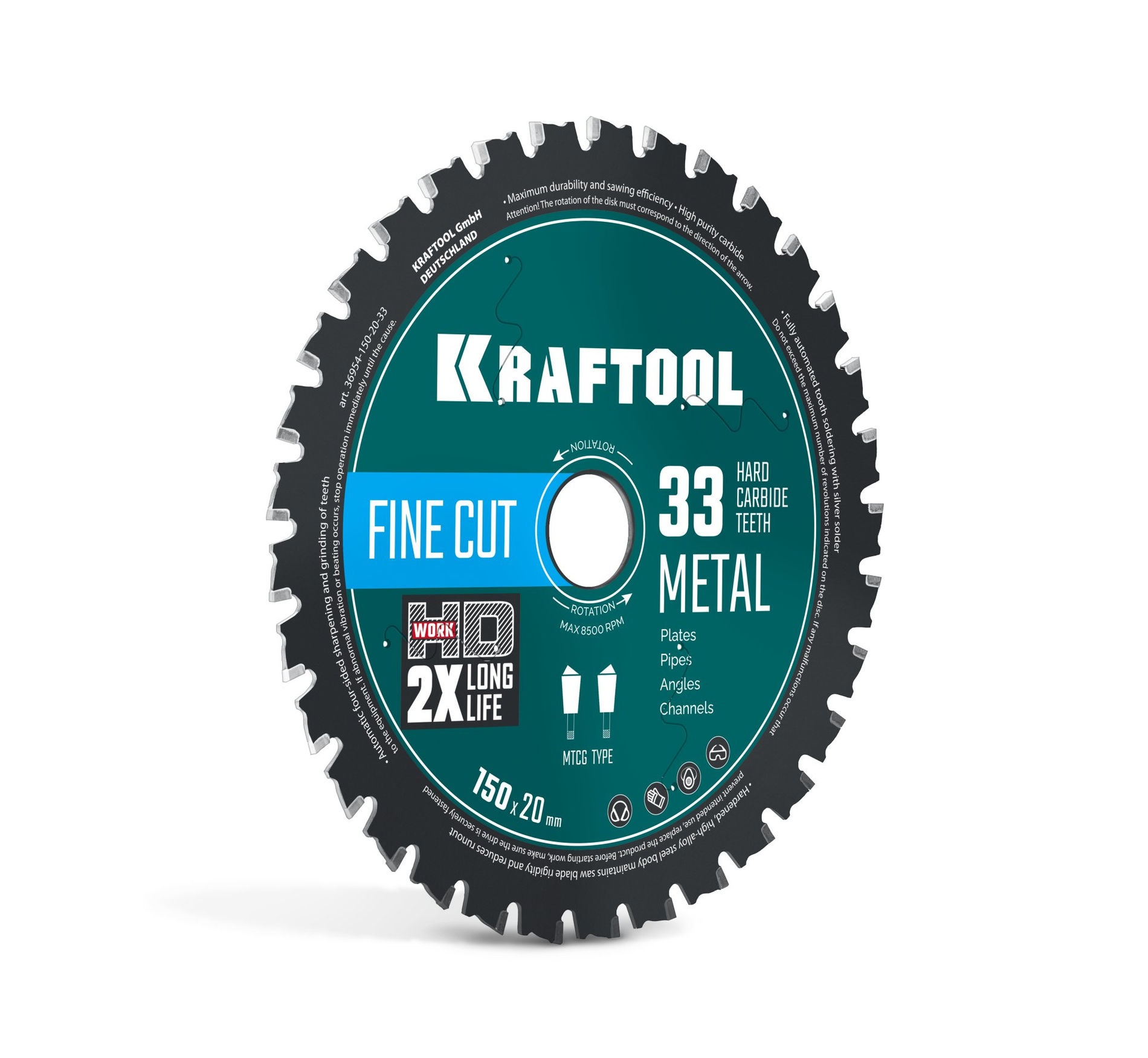 Диск пильный по металлу и стали Metal Cut, 150 х 20 мм, 33Т KRAFTOOL 36954-150-20-33