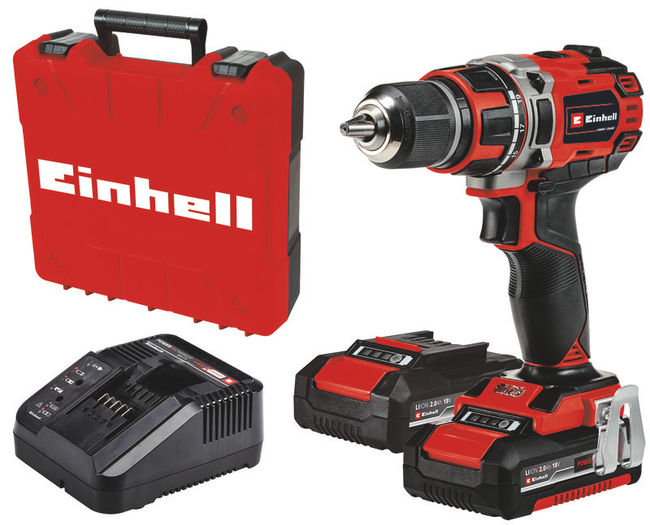 Дрель аккумуляторная Einhell PXC TP-CD 18/50 Li BL, 18В,50Нм,патрон 13мм,2x2,0Ач,кейс (4513896)