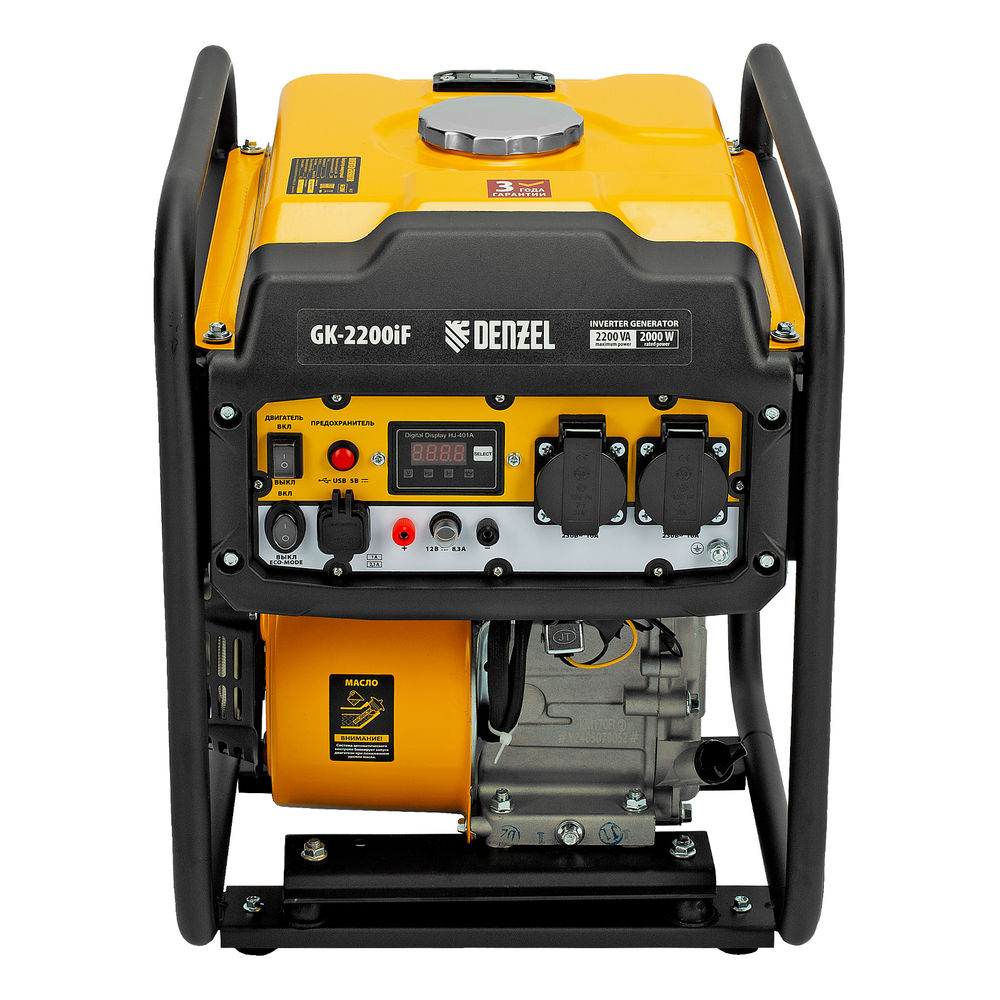 Генератор инверторный GK-2200iF, 2,2 кВт, 230 В, ручной старт DENZEL (94707)