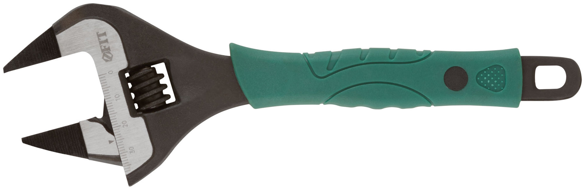 Ключ разводной Карат, CrV, обточенные узкие губки, шкала, увелич.захват, прорезин.ручка 200 мм ( 39 мм )