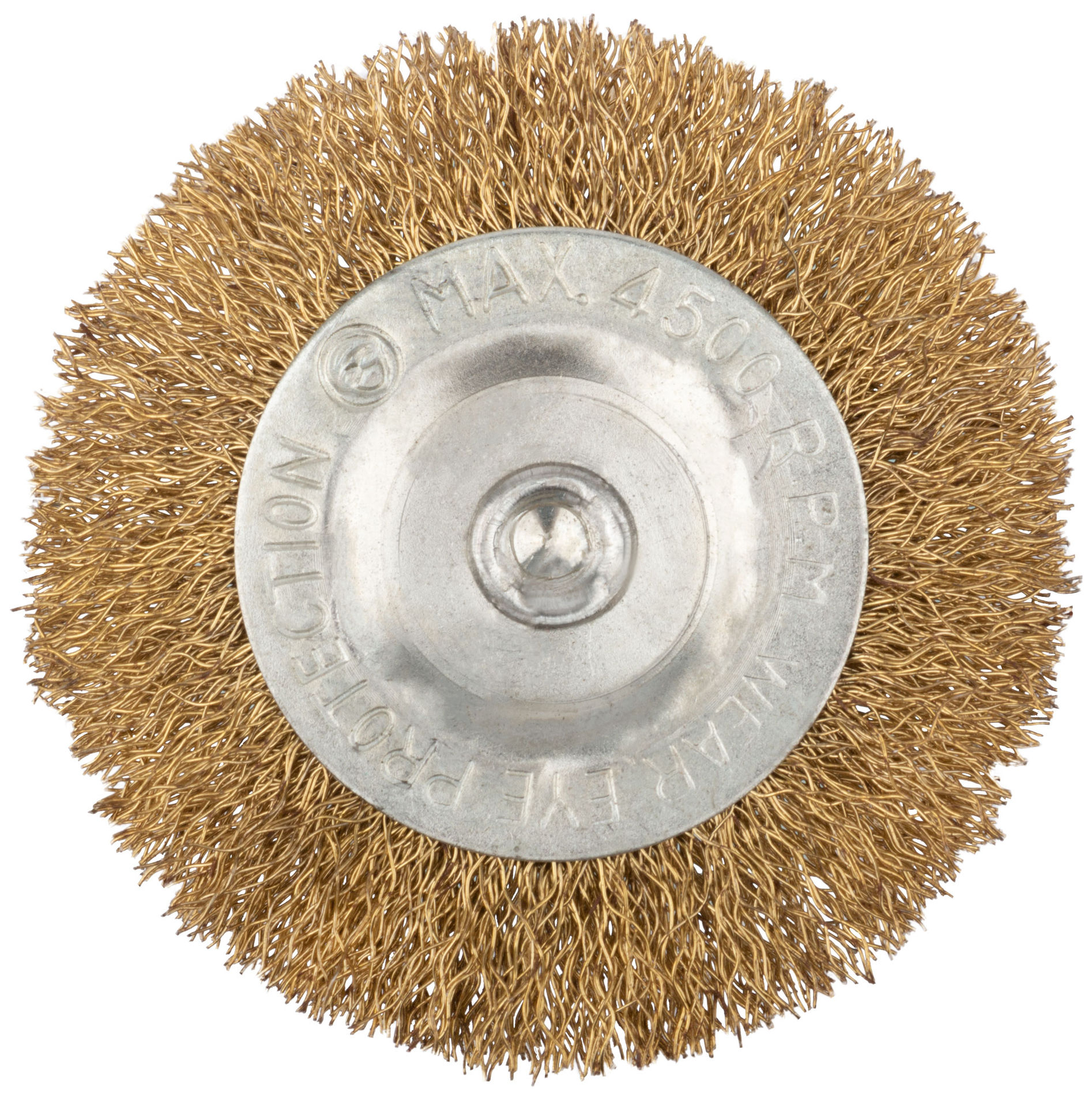 Корщетка дисковая прямая, со шпилькой, стальная латунированная волнистая проволока 75 мм (38464)