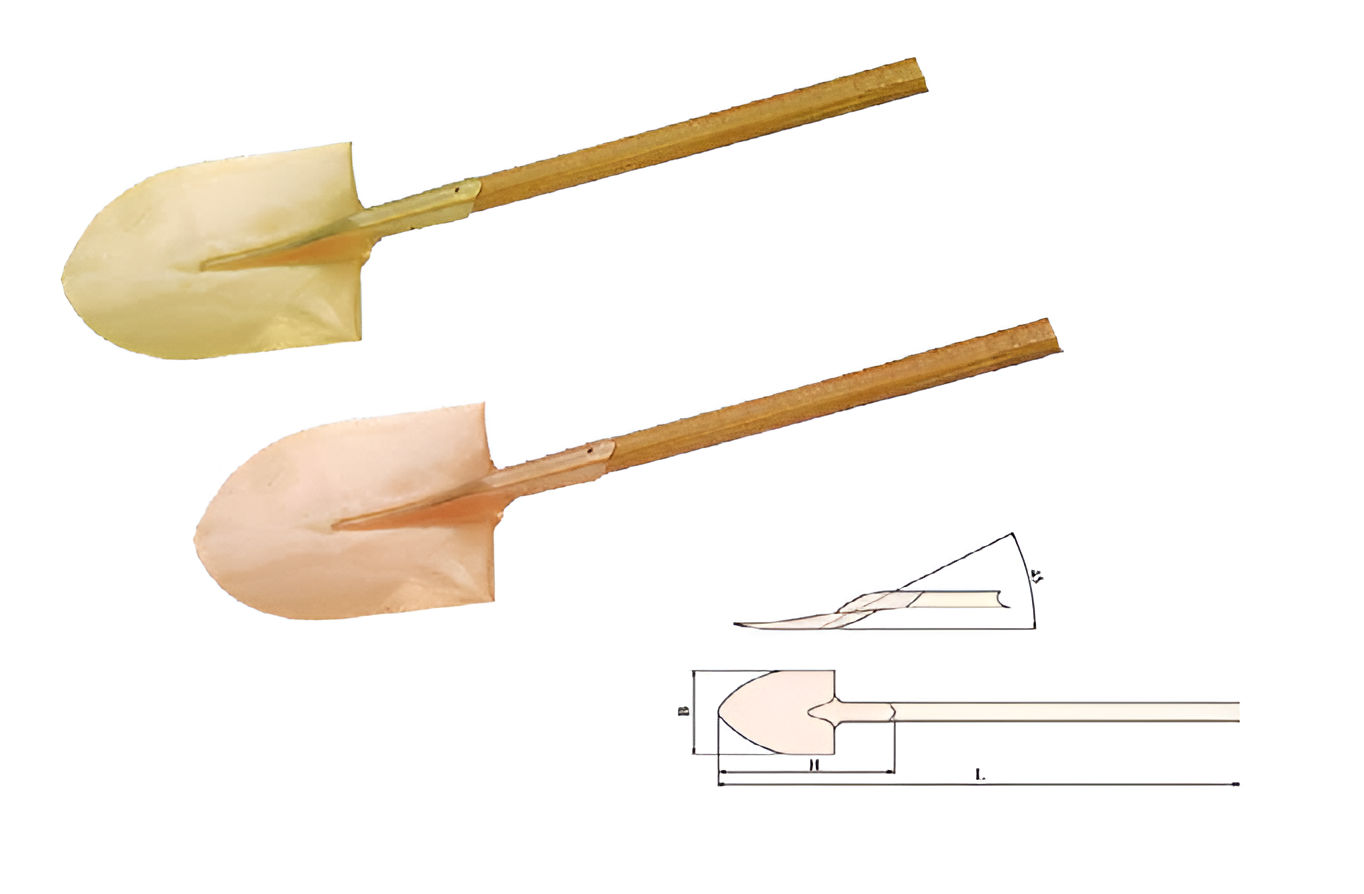 Лопата штыковая с черенком и ручкой, искробезопасный сплав AlCu 200B-1002, HORTZ