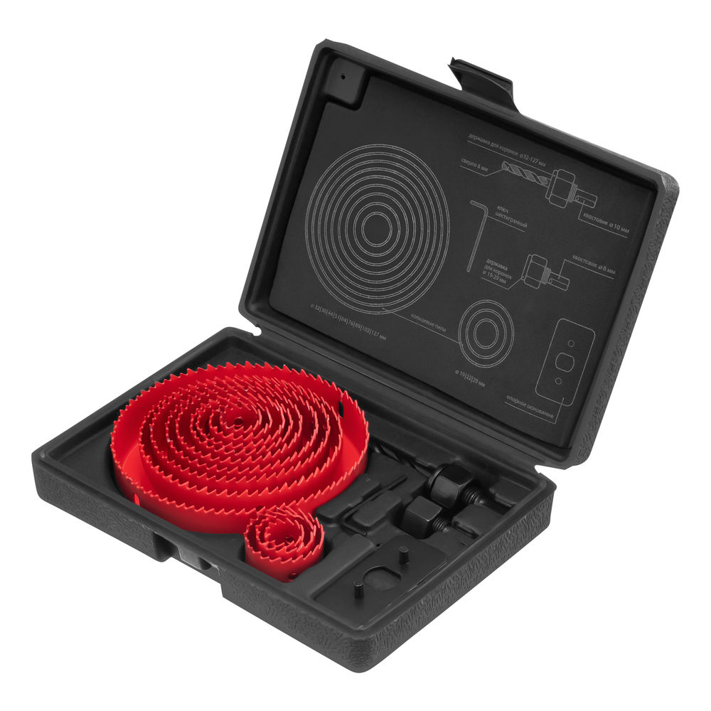 Набор кольцевых пил по дереву, 19-127 мм, 12 предметов Matrix (70472)