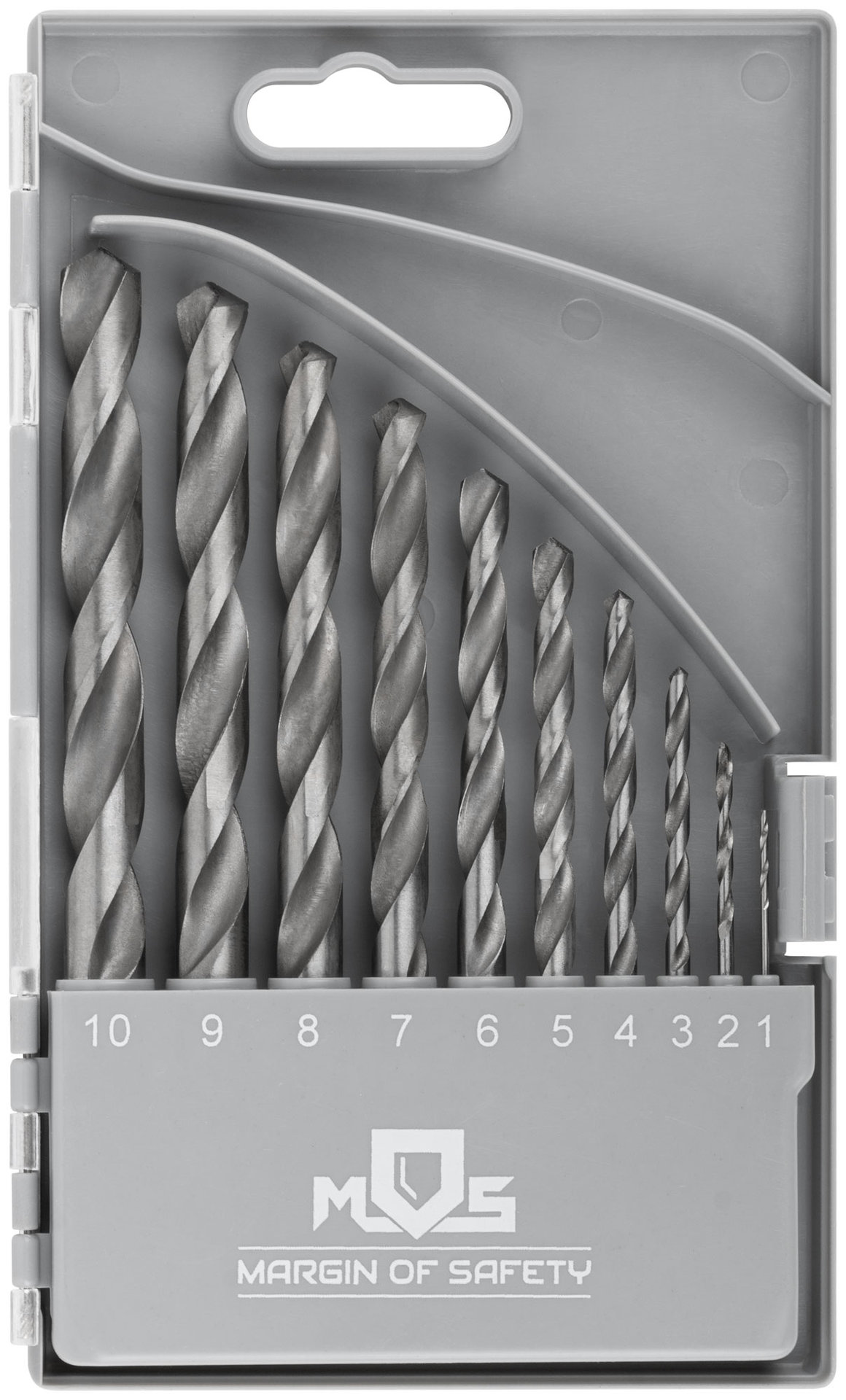 Набор сверл по металлу HSS, угол заточки 118°, пласт. кейс, 10 шт. (1-2-3-4-5-6-7-8-9-10мм) (35601М)