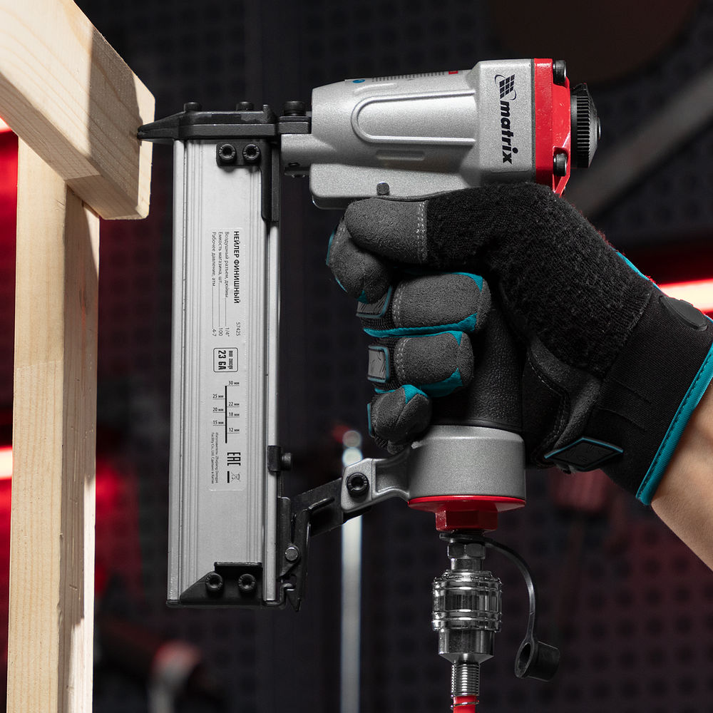 Нейлер финишный, шпилькозабивной пистолет, пневматический, гвоздь 23GA D 0.64 мм длина 10-30 мм Matrix (57425)