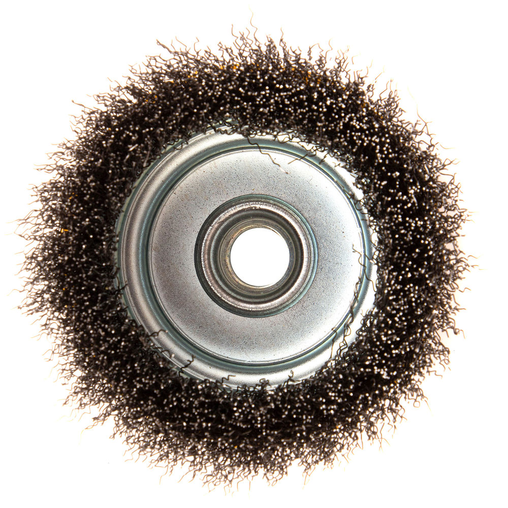 Щетка для УШМ, 100 мм, Чашка, витая нержавеющая проволока 0.3 мм, М14 Denzel (746053)