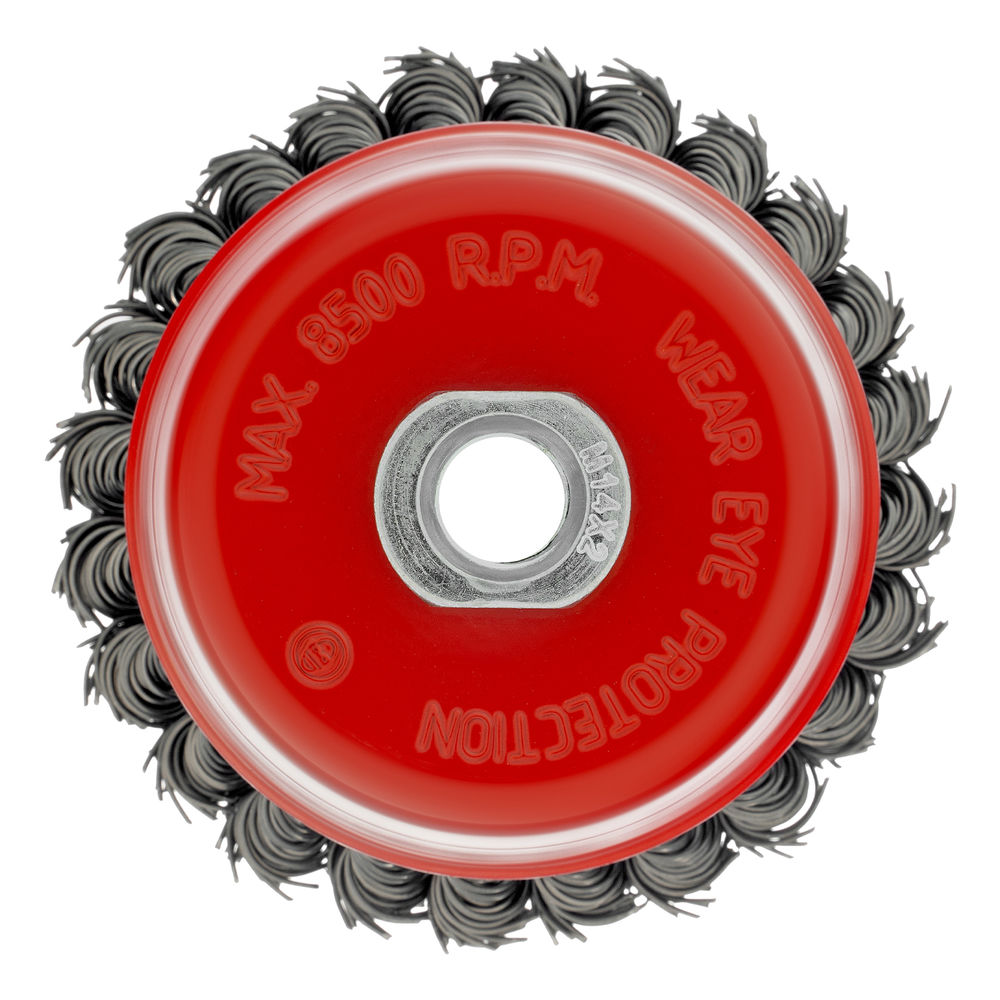 Щетка для УШМ, 100 мм, М14, чашка, крученая проволока 0.8 мм Matrix (74623)