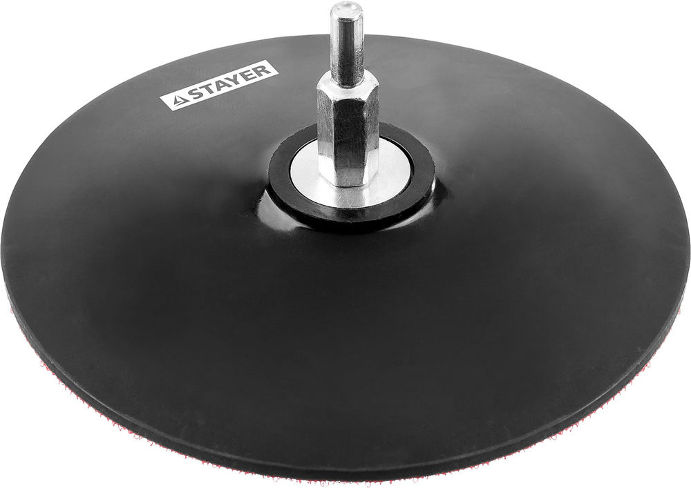Тарелка опорная резиновая d 125 мм, на липучке для дрели STAYER 35740-125