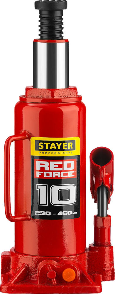 Домкрат бутылочный гидравлический 10 т, 230 - 460 мм RED FORCE Professional STAYER 43160-10