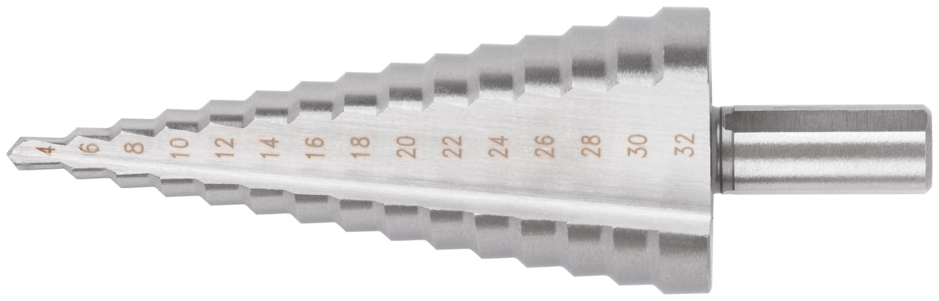 Сверло ступенчатое HSS ( Р6М5 ) по металлу, 15 ступеней, 4-32 мм