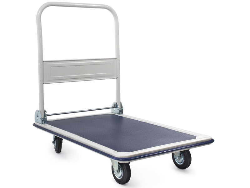 Тележка платформенная 300 кг TOR PH300 (880х600) со складной ручкой (резиновые колеса 125 мм) (130031)
