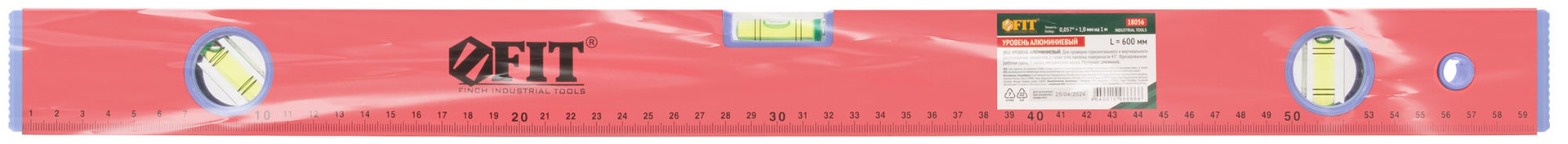Уровень Стандарт, 3 глазка, красный корпус, фрезерованная рабочая грань, шкала 600 мм (18056)