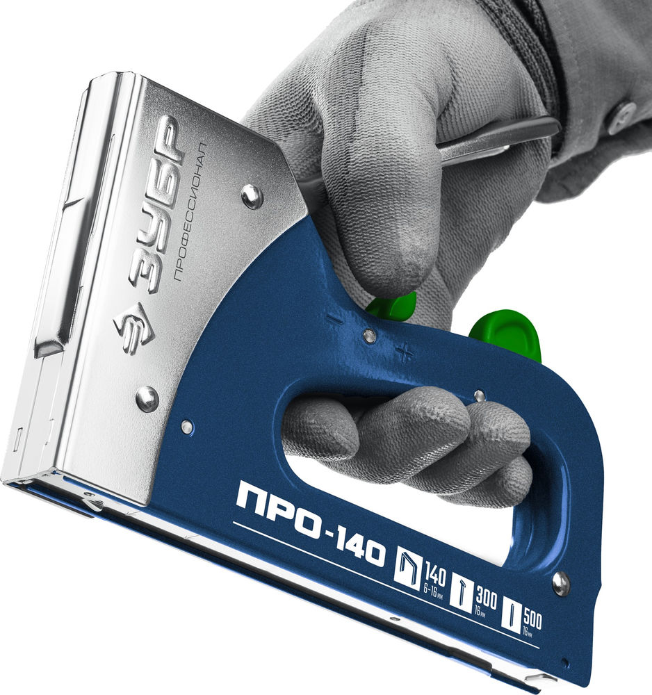 Степлер рессорный стальной Про-140 скобы тип 140 гвозди тип 300/500 ЗУБР 4-31573