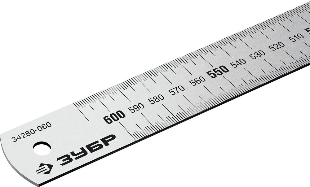 Усиленная нержавеющая линейка длина 0.60 м Профессионал ЗУБР Про-60 34280-060